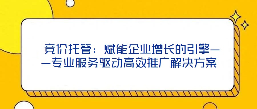  競(jìng)價(jià)托管：賦能企業(yè)增長(zhǎng)的引擎——專業(yè)服務(wù)驅(qū)動(dòng)高效推廣解決方案