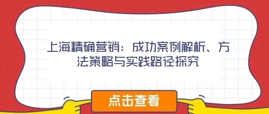 上海精確營銷：成功案例解析、方法策略與實踐路徑探究