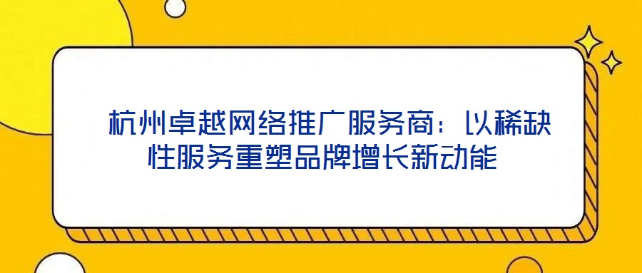  杭州卓越網絡推廣服務商：以稀缺性服務重塑品牌增長新動能