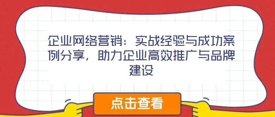 企業(yè)網(wǎng)絡(luò)營銷：實戰(zhàn)經(jīng)驗與成功案例分享，助力企業(yè)高效推廣與品牌建設(shè)