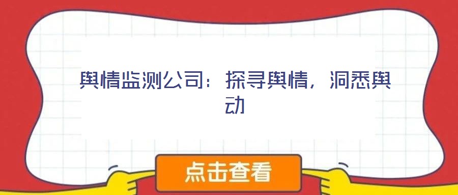 輿情監(jiān)測公司：探尋輿情，洞悉輿動(dòng)