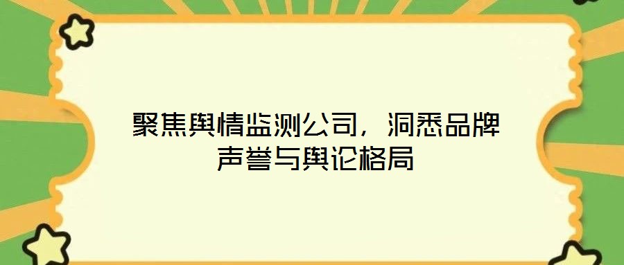 聚焦輿情監(jiān)測(cè)公司，洞悉品牌聲譽(yù)與輿論格局