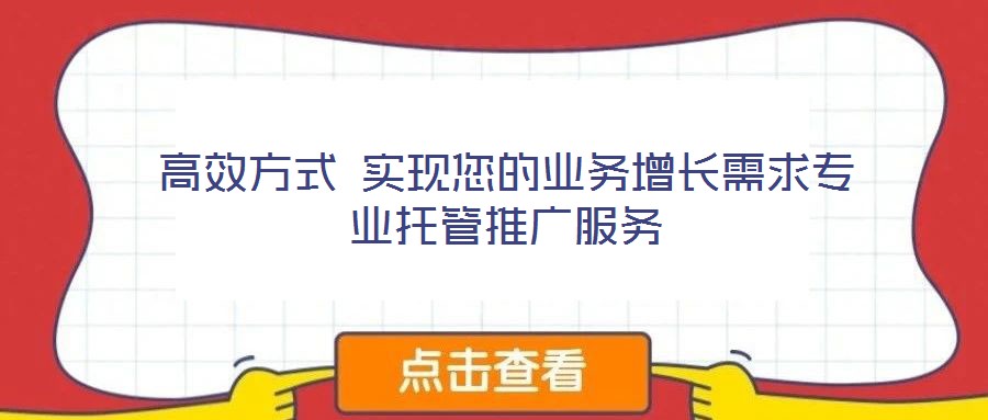 高效方式 實現您的業務增長需求專業托管推廣服務