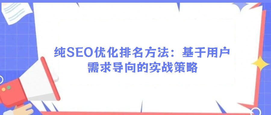 純SEO優化排名方法:基于用戶需求導向的實戰策略